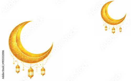 Vector illustration of a crescent moon and stars in the night sky
