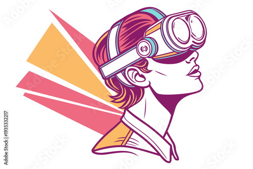 Stylized 3D Effect Metaverse Avatar Wearing Virtual Reality Headset