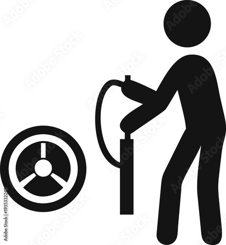 Manual Air Pump Icon for Inflating a Tire or Bicycle Wheel Maintenance