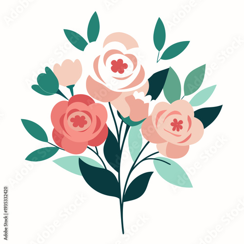 bouquet of roses on white