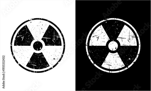 Grunge style radioactive symbol warning sign.