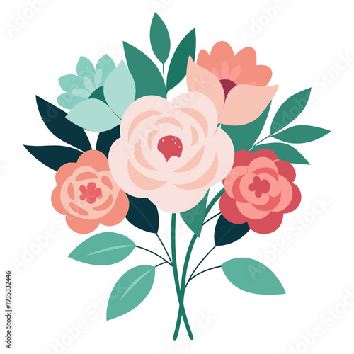 bouquet of roses on white
