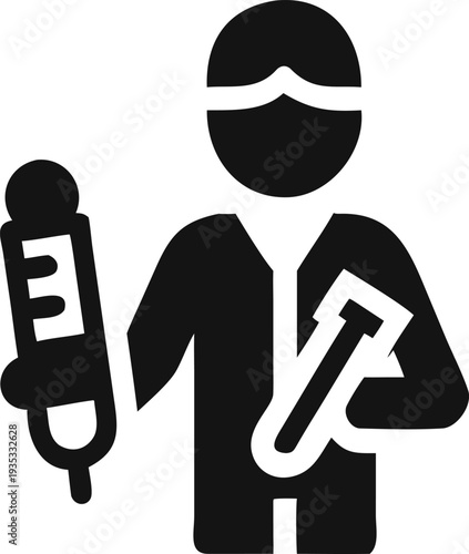 Medical professional holding a syringe and test tube ready for injection or diagnostic testing