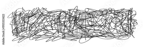 Plakat w ramie Hand Drawn Chaotic Sketch Lines Texture Isolated PNG