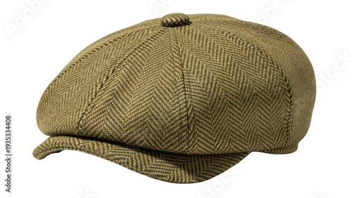 Cuadro en lienzo Isolated tweed newsboy cap, herringbone pattern, classic hat, vintage style, fas
