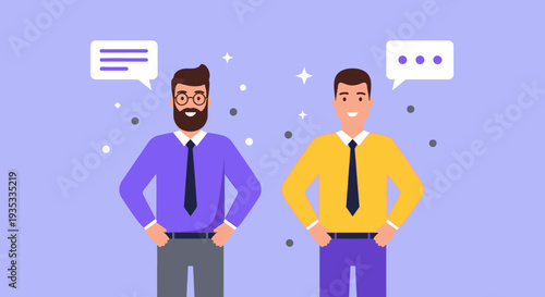 Two men in business attire discussing and communicating effectively.