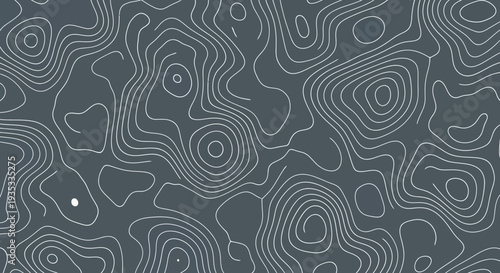 Topographic map contour lines on dark gray background.