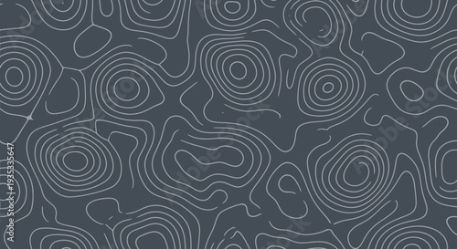 Topographic map pattern with concentric circles on dark background.
