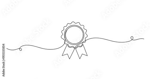 Minimalist medallion with ribbon line art design. None editable stroke