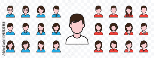 Diverse User Avatars Set. Modern Flat Vector People Profile Icons for Web, UI, Social Media, and Team Representation
