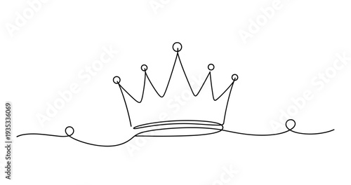 Minimalist continuous line drawing of a crown design. None editable stroke