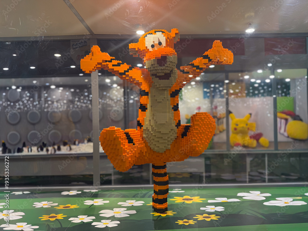 Fototapeta premium Lego tigger mid-jump