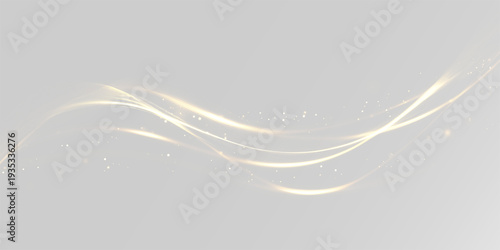 Foto Elegant gold flowing lines with shimmering bokeh and magic light effect for luxu