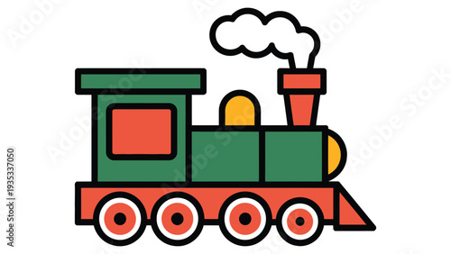 colorful cartoon toy train locomotive illustration for kids education transportation icon playful railway engine flat vector design