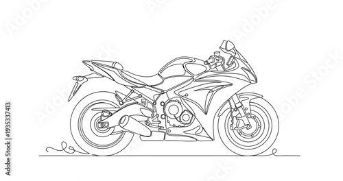 Sport motorcycle shown in side profile on white background. No editable stroke