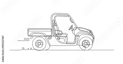 Utility terrain vehicle parked on flat ground with open cabin. No editable stroke