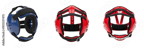 Φωτογραφία Professional Wrestling Headgear for Ear Protection - Adjustable Blue and Red Com
