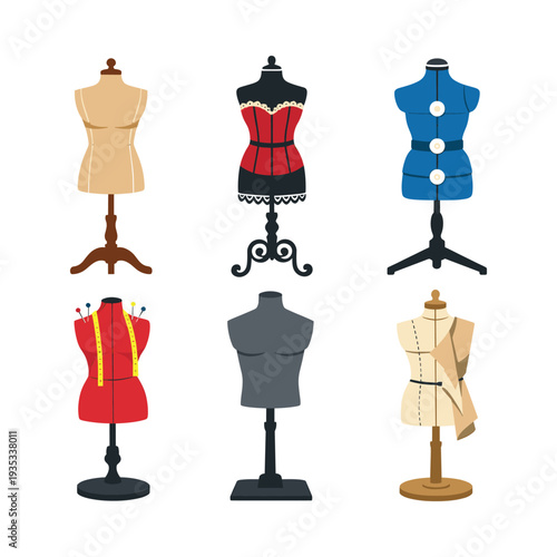 Mannequins displaying the art of tailoring, haute couture, garment creation, and craftsmanship