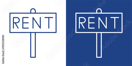 Rental Blue And White Icon Style Collection