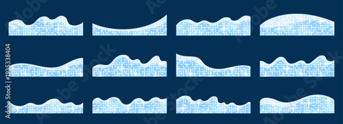 Shape separator curve with wave divider footer for website sparkle glitter. Cute gradation dream with unicorn vector banner for design web page. Top header shape with form wave corner