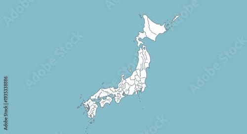 Geographic map of Japan highlighting all prefectural administrative divisions on a light blue background, for travel and educational purposes.