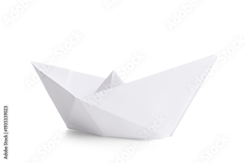 Paper boat on white background