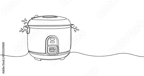 Minimalist outline of a rice cooker with steam details highlighted. None editable stroke