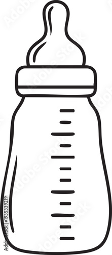 Simple line of a baby bottle line simple black and white outline feeding bottle infant