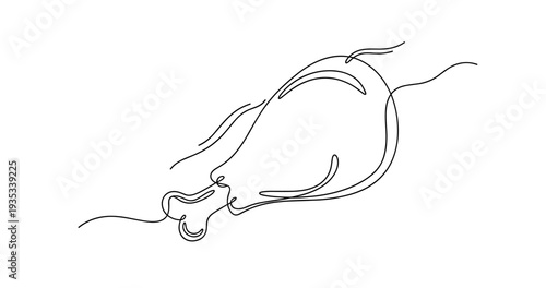 Minimalist one-line drawing of a chicken drumstick on white background. None editable stroke