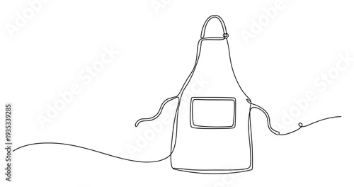Minimalist continuous line drawing of kitchen apron with pocket design. None editable stroke