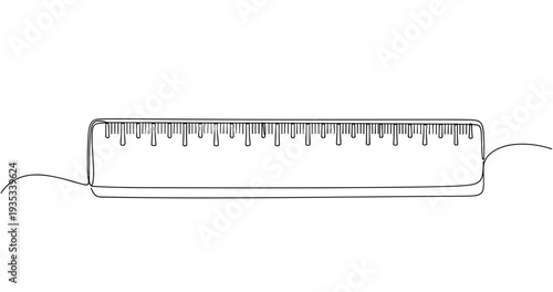 Minimalist black and white line drawing of a ruler with metric measurements. no editable stroke