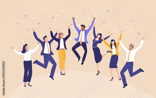 Happy and seccessful business team celebrate Business Growth, success and achievements together, symbolizing positive growibng, teamwork, and results of shared effort.