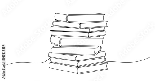 Line drawing of a stack of books with minimalist design. no editable stroke