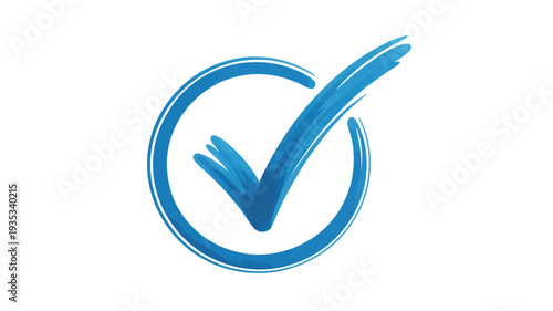 Blue Check Mark Icon in Circle Outline Vector Illustration Representing Approval, Verification, Confirmation and Completed Task Symbol in Modern Minimal Style