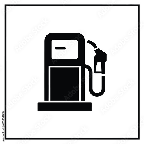 Simple black and white icon depicting a gas pump for fuel services