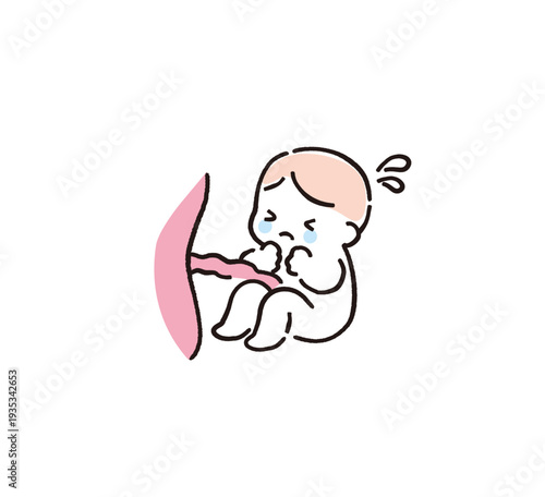 不安そうな胎内の赤ちゃん｜妊娠・体調トラブルのイメージ