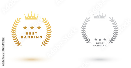 Gold Silver Ranking Badges Award Emblem Icons