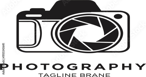 Photography Camera Logo with Lens Shutter Icon Professional Photo Studio Branding Vector Illustration for Photographer Business Identity and Creative Design