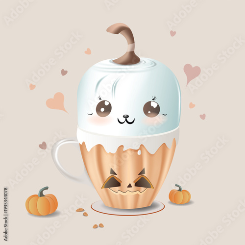 Cute cartoon Halloween coffee