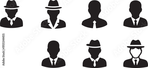 Six human in black silhouette on white background human silhouettes black and white business attire