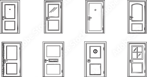 Six isolated black and white door with various and hardware door isolated doors various door hardware