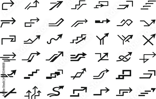 Set of Geometric Arrows and Flow Symbols for Financial Success and Business Data Visualization