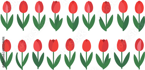 Minimalist hand drawn tulip line art vector set featuring two rows of spring flowers for garden and floral designs.