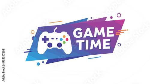 Game Time Typography with Video Game Controller Banner Design for Gaming Events, Streaming Channels, Esports Tournaments, and Entertainment Media Promotions