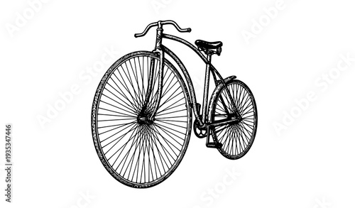 Antique Velocipede Engraving 19th Century Bicycle Illustration 1895 Style