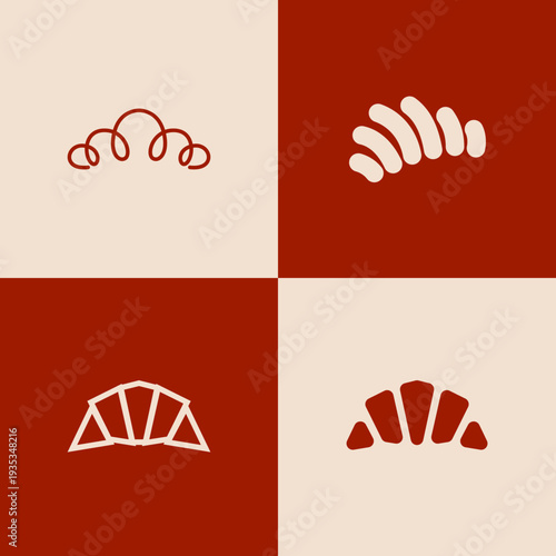 Minimalist Croissant Logo Bundle Modern Bakery Cafe Brand Identity Clean Food Vector Set