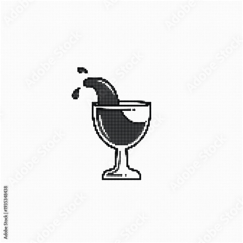 Jewish Kiddush cup with wine pouring for Passover Seder ritual and Shabbat blessing ceremony illustration.