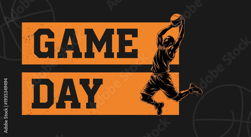 Dynamic Basketball Game Day Scene with Player in Action, Sports Event, Court Environment, and Energetic Atmosphere