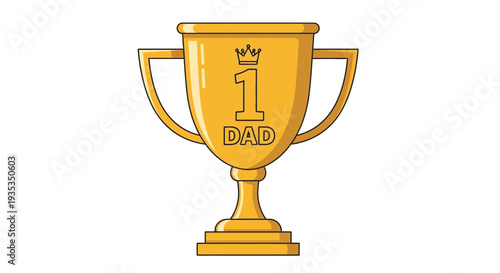 Vector illustration of golden trophy cup with '1 DAD' text