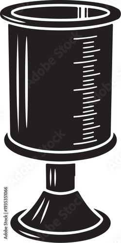 Black and white illustration of a measuring cylinder